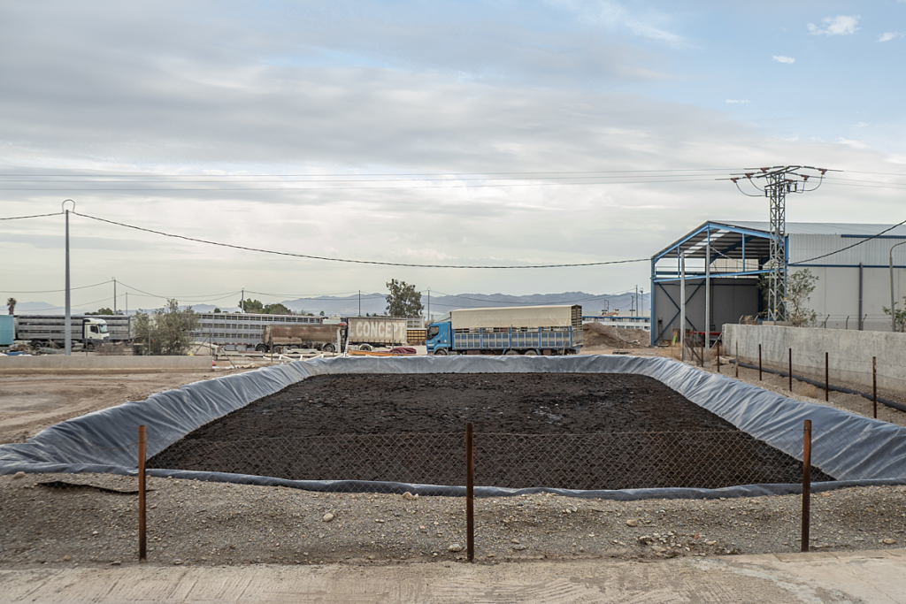 manure lagoon outside of a pig factory farm in the area. murcia region, spain, 2024. selene magnolia gatti / we animals